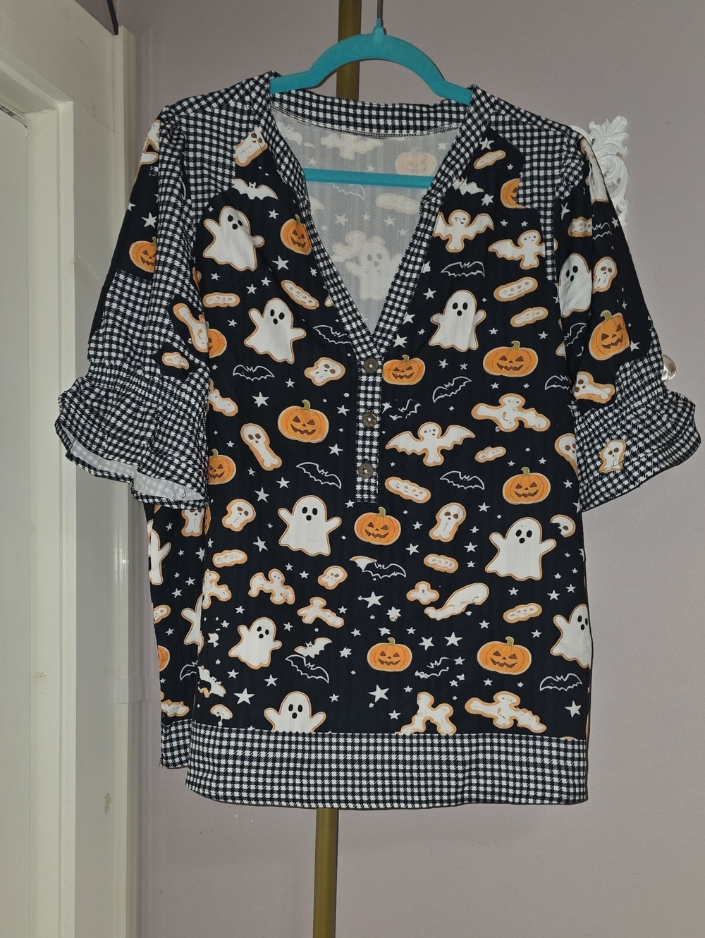 Halloween Ghost & Pumpkin Top - Black and Orange Fall Vibes 2XL